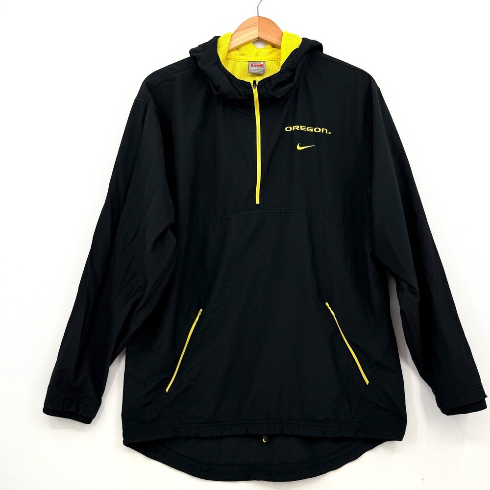 Nike Windbreaker Jacket Mens Small Black Oregon Ducks Quarter Zip Hooded College